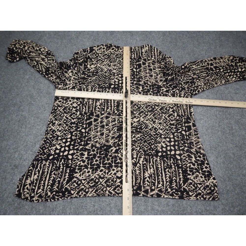 CJ Banks Blouse Shirt Womens Plus 1X Brown Beige Geometric Print Long Sleeve Top - Picture 7 of 9
